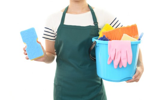 Domestic cleaner working in a Chiswick living room during a regular home clean