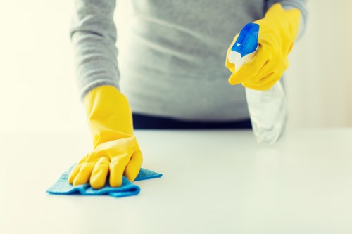 Detailed pre-move cleaning in a Chiswick flat with cupboards and floors cleaned