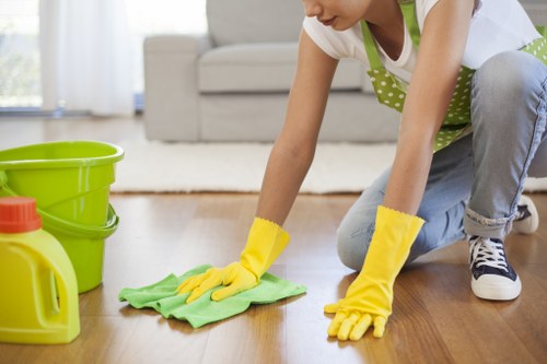 Thorough bathroom and hallway cleaning during a property move-out